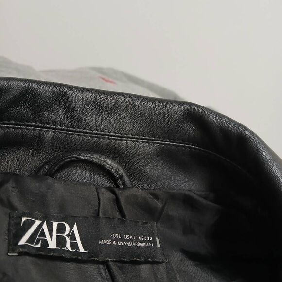 Zara womens large biker jacket leather black - Picture 6 of 8